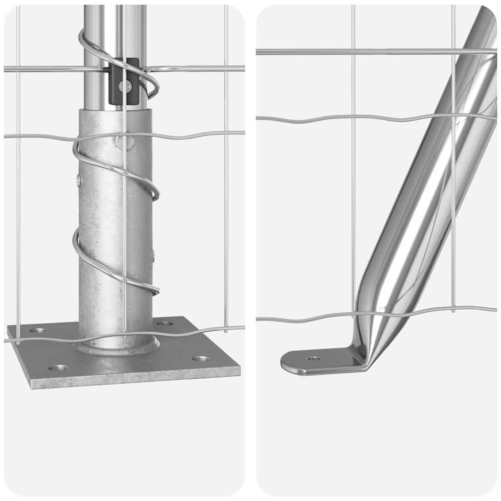 Zaun mit Pfosten Silber 0,4 x 25 m Stahl